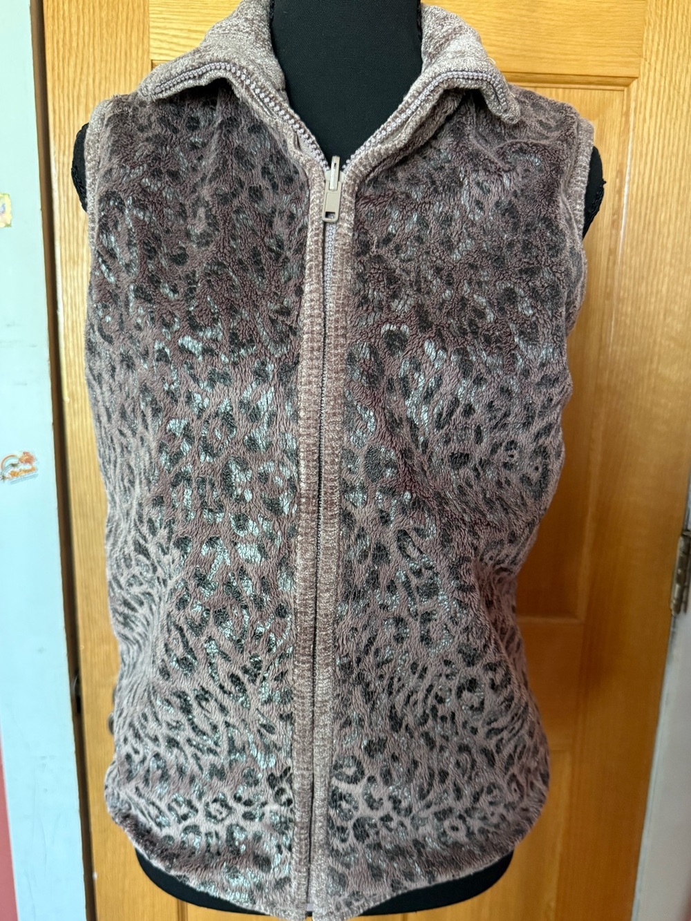 Lisa International Plush Ribbed Knit Vest in Beige